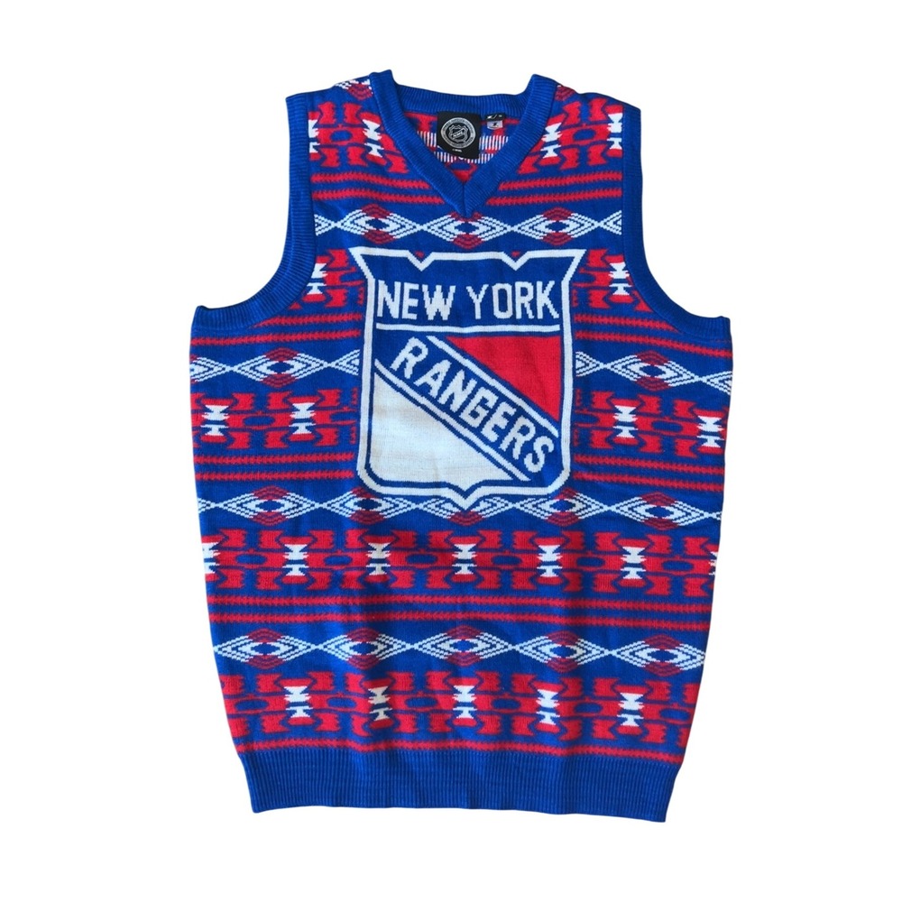 New York Rangers Sweater Vest NHL Hockey Sleeveless‎ Graphic Knit Top